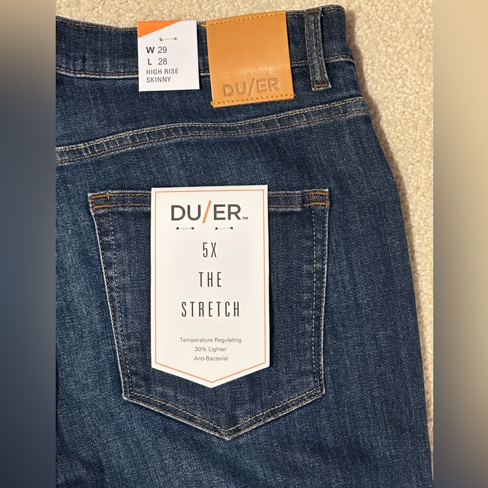 DUER WOMEN’S PERFORMANCE DENIM HIGH RISE SKINNY 29x28 NWT $135 WORN STONE